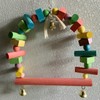 Wooden Bird Swing,Colourful Hanging Bird Playground Climbing Toy for Parakeet
