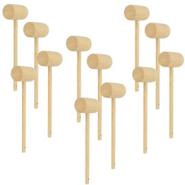 Southern Homewares Wooden Crab Mallet Seafood Lobster Shellfish Cracker Hardwood Hammer Set of 12