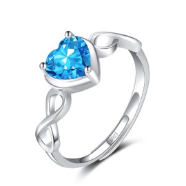 Tanzanite Birthstone December Ring for Women - Shysnow Infinity Promise Ring 925 Sterling Silver Adjustable Open Light Blue Heart CZ Dainty Simulated Gemstone Wedding Rings for Mothers Wife Girl