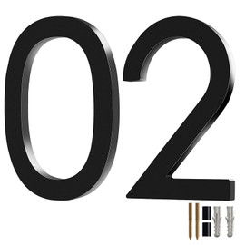 Floating Shadow House Number for Outside - Large 5 Inch Modern House Address Numbers with Nail Kit Black Acrylic Outdoor Address Sign for Home Garden Door Mailbox Decor, 911 Visibility Signage (02)