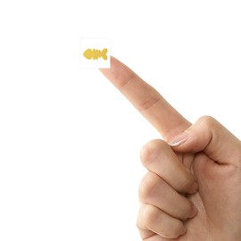 Wedding Meal Stickers - White Square Stickers - Wedding Meal Indicator Stickers - Meal Choice Stickers (50 Stickers - Fish Bone, Gold)