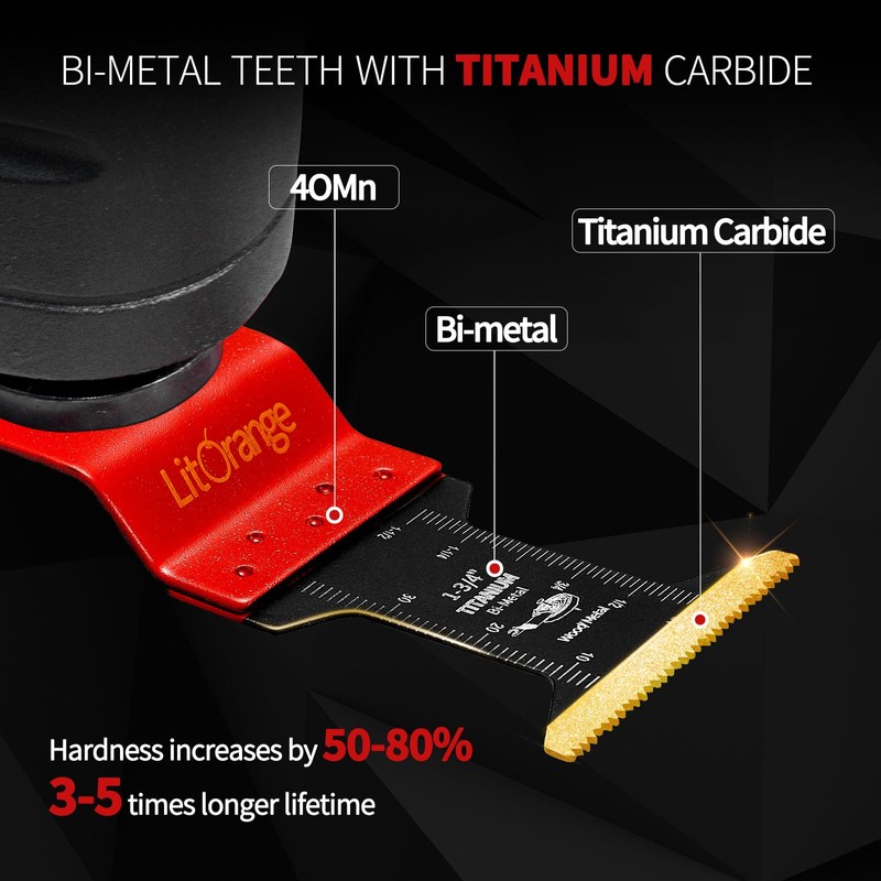Litorange Oscillating Tool Titanium Blades, Universal Quick Release Multitool Blades