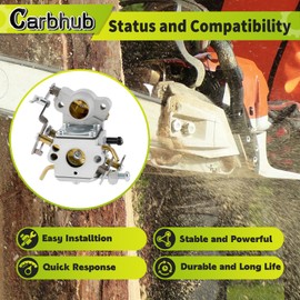 Carbhub Carburetor Kit Fit for Poulan Pro P3314 P3416 P3816 P4018 PP3416 PP3516 P4018 PP4218 SM4218AV SM4218AVX SM4518AVX Replace 358.35083 358.35099 358.35161 358.351701 358.351901 Chainsaw