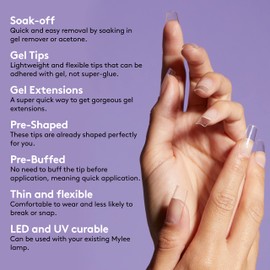 Mylee Fix & Flash Soft Gel Tips [Long Ballerina] Soft Gel Nail Tips with Full Coverage, Gel Nail Extensions, Flexible and Durable, 12 Different Sizes, 552 Pieces