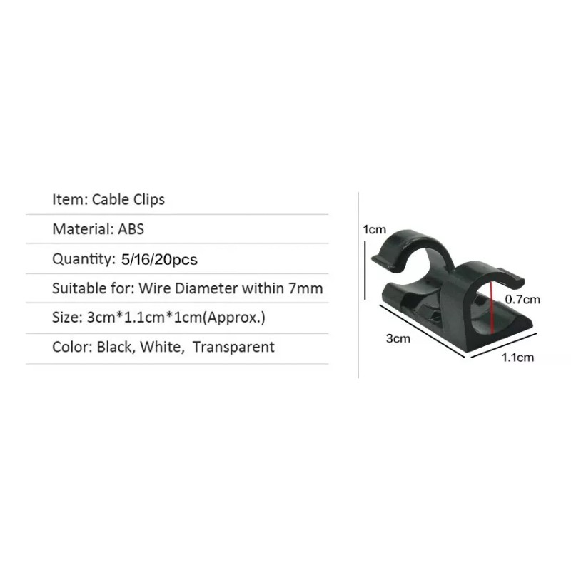 Estuchelandia Clip Organizador De Cables Autoadhesivo Sujetador Usb 20pzas