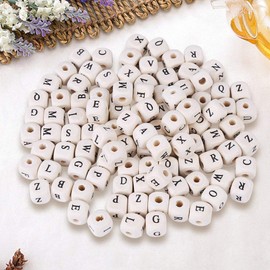 Wooden Letter Beads, Letter Beads, 100 Pieces Cube Beads Cube Mixed Cube Loose Beads for Jewellery Making, 10mm x 10mm