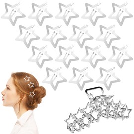 100pcs Star Hair Clips, 1.22" Silver Metal Star Hair Barrettes with Star Hair Claw Clip, Non-Skidding Star Hair Pins Hair Accessories for Y2K, Women Girls Hair Styling Supplies