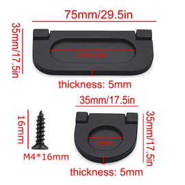 XNJIHWA 4Pcs Pull Flush Cupboard Handle Invisible Handles 2 Models Flat Drawer Handles Stainless Steel for Furniture Drawer Cabinet Wardrobe Accessories(Black)