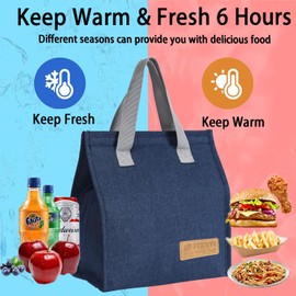 FERNYE Lunch Bag for Women/Men,Waterproof Reusable Portable Lunch Tote,Lunch Box Bag.Thermal Cooler Bag Ideal for Work/Party/l/Travel/Picnic (Light Blue)
