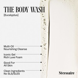 Nécessaire The Body Wash Eucalyptus - Natural Body Wash for Women & Men, Replenishing Shower Gel with Niacinamide, Vitamin C/E + Omega 6/9. Oil-In-Gel Cleanse, 8.4 fl oz.