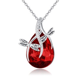 Garnet Necklace Oval Pendant Gemstone Crystal Waterdrop Birthstone Teardrop Chain Meaningful Jewelry Gift for Mother Wife