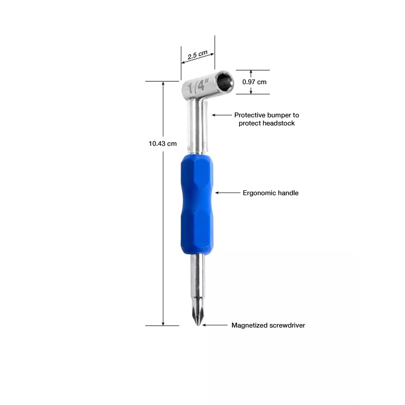 MusicNomad Premium Truss Rod Wrench for Taylor Plus Magnetized Screwdriver