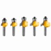 Yakamoz 5pcs Round Over Router Bit Tungsten Carbide Roundover Edging