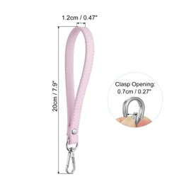 PATIKIL PU Leather Keychain, Key Holder Keyring Strap with Metal Silver Key Ring Lock Anti Lost Clasp for Wallet Purse Clutch, Pink