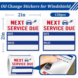 Oil Change Stickers Static Cling,150pcs 2x2 Inches, Suitable for Windshields,Residue-Free, Easy to Clean Next Maintenance Due Labels,Applicable to Car Windows (Film Pack)