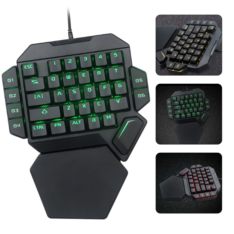 Onehanded Keyboard RGB Blacklight Mechanical Keyboard With Macro Definition Function