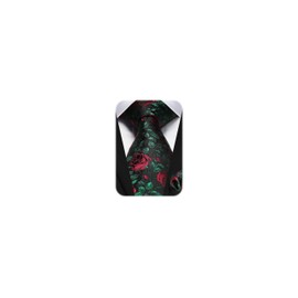 HISDERN HTP-02S Paisley Pattern Necktie Chief Set, Men's, Business, Wedding, After-party, Party, Gift, 29 Patterns, 08 red/green (floral pattern)