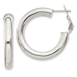 Auriga Fine Jewelry 925 Sterling Silver 5x30mm Omega Back Hoop Earrings (L- 0.79 Inch, W-0.2 Inch)