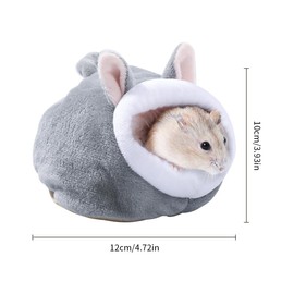 Tabanzhe 1psc Mini Hamster Bed Soft and Cozy Small Animal Bedding for Hamsters, Hedgehogs, Guinea Pigs - Winter Sleep Nest, Cotton Nesting Bag,Soft and Warm House(Grey)