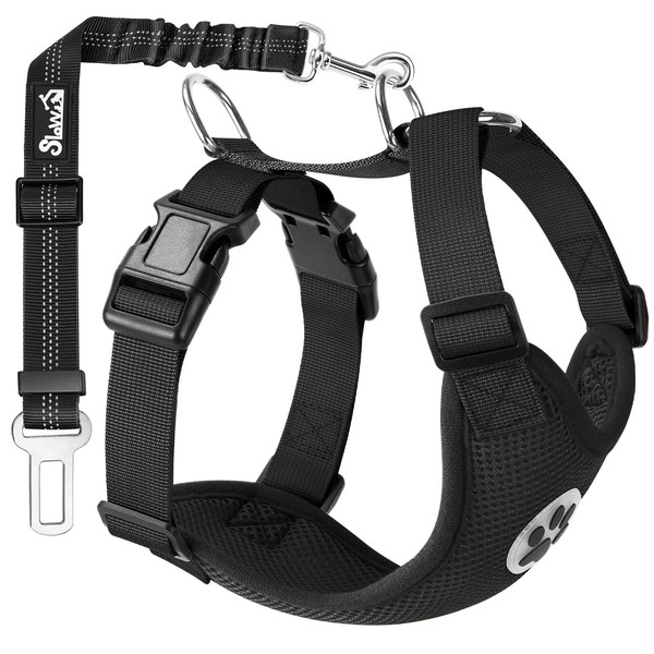 SlowTon Dog Harness with Seat Belt for Car, Double Layer
