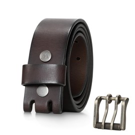 Wrangler Genuine Leather Belt for Men, 38mm Casual Belt with Removable Double-Prong Roller Buckle for Jeans, Gift for Men