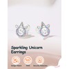Unicorn Initial Earrings for Girls Women, 925 Sterling Silver Alphabet