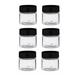 M01498x6 MOREZMORE 6pc Small Empty PET Jars 0.5 oz 1/2 oz Clear Pots with Lid 33/400 Chemically Resistant