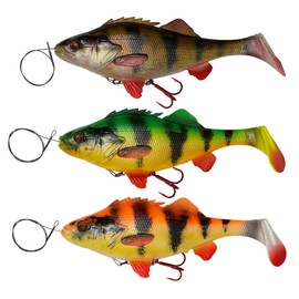 Savage Gear PRE-RIGGED SOFT LURE 4D PERCH SHAD - 20CM - 100, per unit, Firetiger, Firetiger, N°1/0, 20