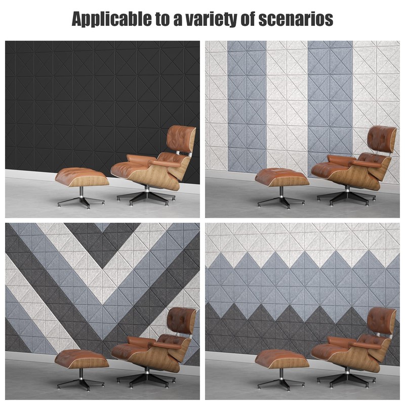 Sonicism 12 Pack X-Lined Acoustic Panels with Self-Adhesive, 12" X