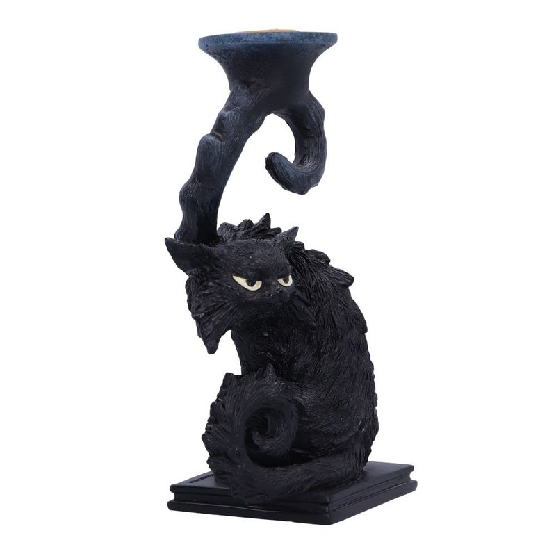 Nemesis Now Spite Black Cat Candlestick Holder, 18.5cm
