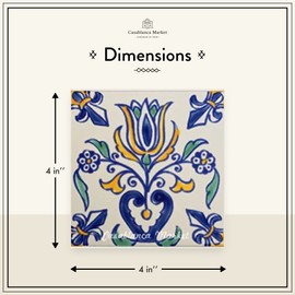 Casablanca Market MT025 Mediterranean Ceramic Tulip Decorative Tile, Blue