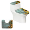 KUIFORTI Sunflower Bathroom Rug Set 3 Piece Bathroom Mat Non Slip Bath Mat Set U Shape Contour Mat + Toilet Lid Cover + Toilet Tank Lid Cover, Wood Grain