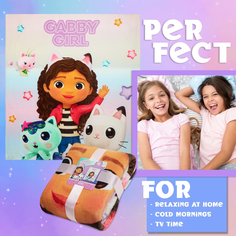 Gabby's Dollhouse Fleece Bed Blanket for Kids Super Soft Blanket