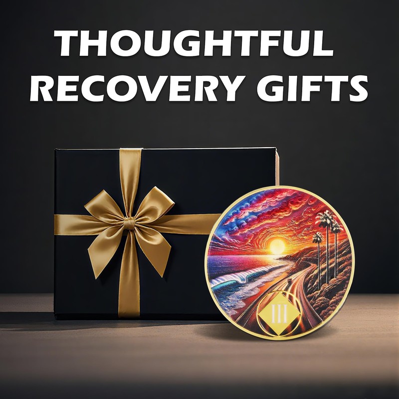 Leafence Sunset Beach Sobriety Coin Commemorative Coin Recovery Addiction NA