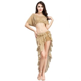ROYAL SMEELA Belly Dance Costume Set for Women Dancing Skirts Belly Dance Tops Bat Sleeve Triangle Hip Skirt Carnival Outfit