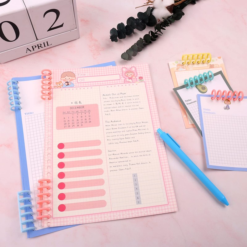 10PCS Binding Spine Combs 6 Holes Plastic Loose Leaf Binder