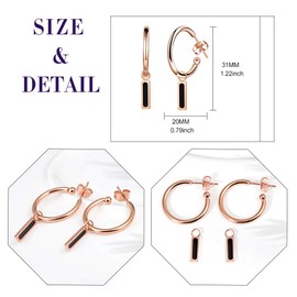 Feilok Stainless Steel Women's Stud Earrings with Pendant, Hoop Earrings, Tunnel Earrings for Women, Pierced Earrings, Stainless Steel Women's Stud Earrings, Set of 2, Stainless Steel