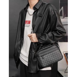Hjkiopc Men's Small Shoulder Bag,Multi Pocket CrossBody Bags,Messenger Shoulder Bag,Waterproof and Lightweight Satchel Bag for Daily Use in Work and Travel(Black)