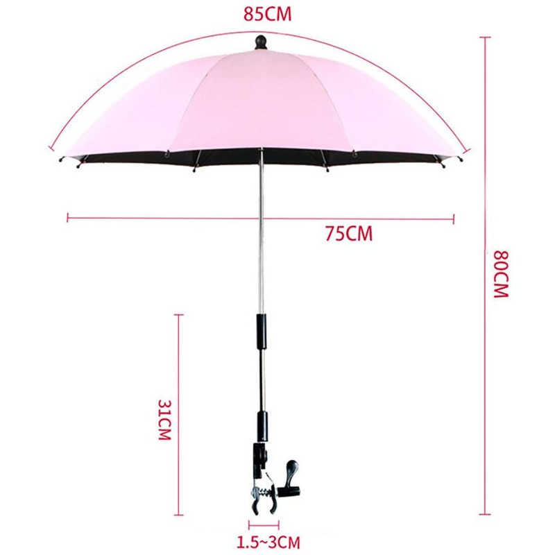 Pram Parasol with Clamp Umbrella with Adjustable Clip on UV