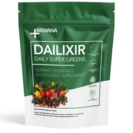 Biovana Dailixir Daily Super Greens Pulver | Für dein tägliches Wohlbefinden | Reich an Vitaminen | 450g Inhalt