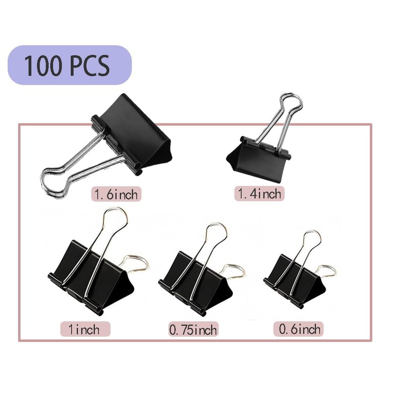 Binder Clips Assorted Sizes - Office Supplies - Bulldog Clips,