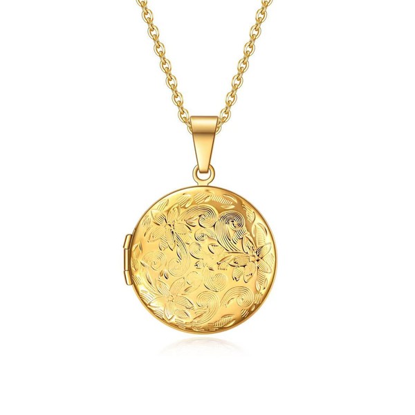 KunBead Womens Gold Custom Personalised Memorial Love Heart Photo Locket