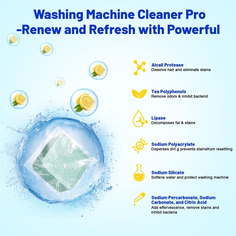 Nunemosk Washing Machine Cleaner -15 Pack, Formulated for Pet Owners