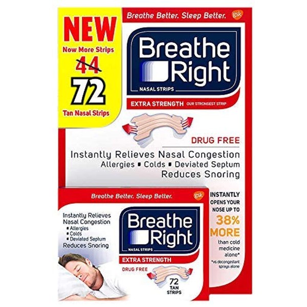 Breathe Right Extra Nasal Strips, 72 Count, 3 Pack
