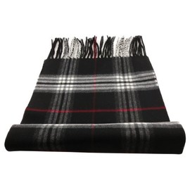 TigerTie - Fine Designer Scarf Checked Pattern - Cashmink Fabric - Made in Germany, Black, grey, red, cream, anthracite