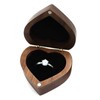 Heart Shaped Wooden Ring Box Black Soft Lining Smooth Surface