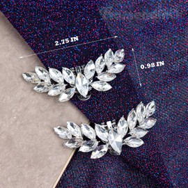 Framendino, 2 Pack Silver Rhinestone Shoe Clips Removable Wedding Shoes Crystal Buckle for party Decoration