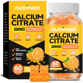 NutriNeat Calcium Citrate Gummies (60 Count), Calcium 1200 mg with Vitamin D3, Natural Orange Flavor Calcium Citrate with Citamin D3, Vegan, Non-GMO, Bone & Wellness Support for Adults, Easy to Chew