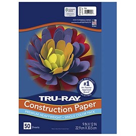 Tru-Ray® Papel de construcción pesado, azul, 9 x 12 pulgadas, 50 hojas