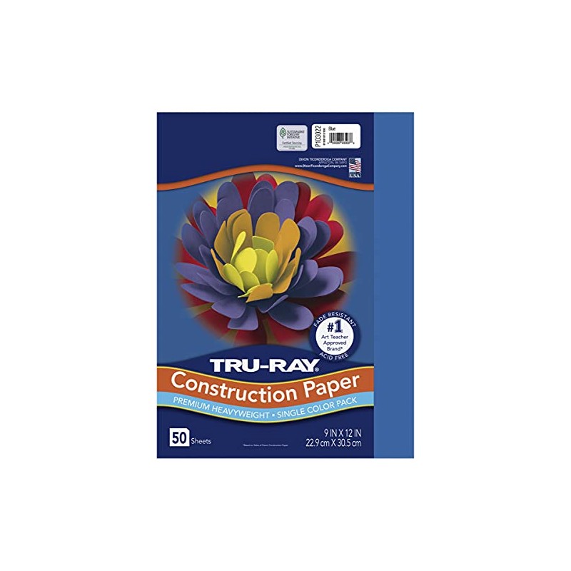 Tru-Ray® Papel de construcción pesado, azul, 9 x 12 pulgadas,